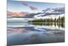 Fir trees and clouds reflecting on the suface of Hovsgol Lake at sunset, Hovsgol province, Mongolia-Francesco Vaninetti-Mounted Photographic Print
