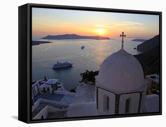 Fira, Santorini, Cyclades Islands, Greek Islands, Greece, Europe-Hans Peter Merten-Framed Stretched Canvas