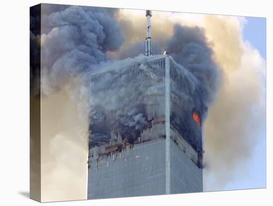 Fire and Smoke Billows from the North Tower of New York's World Trade Center September 11, 2001-null-Stretched Canvas