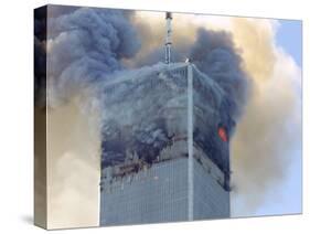 Fire and Smoke Billows from the North Tower of New York's World Trade Center September 11, 2001-null-Stretched Canvas