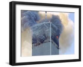 Fire and Smoke Billows from the North Tower of New York's World Trade Center September 11, 2001-null-Framed Premium Photographic Print