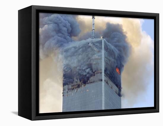 Fire and Smoke Billows from the North Tower of New York's World Trade Center September 11, 2001-null-Framed Stretched Canvas