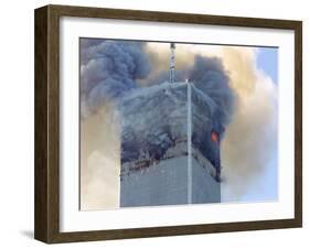 Fire and Smoke Billows from the North Tower of New York's World Trade Center September 11, 2001-null-Framed Photographic Print