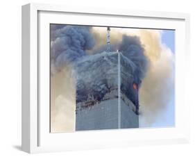 Fire and Smoke Billows from the North Tower of New York's World Trade Center September 11, 2001-null-Framed Photographic Print