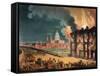 Fire at Albion Mill, Blackfriars Bridge, from Ackermann's 'Microcosm of London' C.1808-11-T. Rowlandson-Framed Stretched Canvas