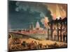 Fire at Albion Mill, Blackfriars Bridge, from Ackermann's 'Microcosm of London' C.1808-11-T. Rowlandson-Mounted Giclee Print