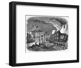 Fire at Birdingsbury Hall, Warwick-null-Framed Art Print