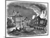 Fire at Birdingsbury Hall, Warwick-null-Mounted Art Print