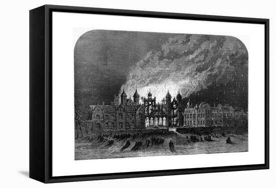 Fire at Capesthorne Hall, Cheshire-null-Framed Stretched Canvas