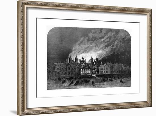 Fire at Capesthorne Hall, Cheshire-null-Framed Giclee Print