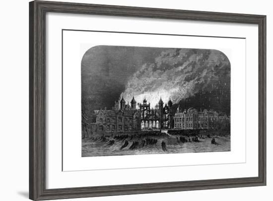 Fire at Capesthorne Hall, Cheshire-null-Framed Giclee Print