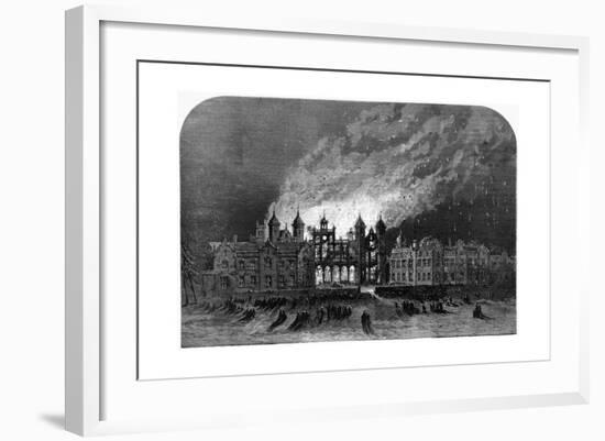 Fire at Capesthorne Hall, Cheshire-null-Framed Giclee Print