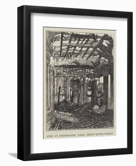 Fire at Freemasons' Hall, Great Queen-Street-null-Framed Premium Giclee Print