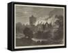 Fire at Greystoke Castle, Cumberland-null-Framed Stretched Canvas