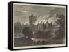 Fire at Greystoke Castle, Cumberland-null-Framed Stretched Canvas