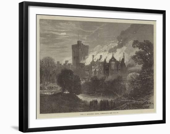 Fire at Greystoke Castle, Cumberland-null-Framed Giclee Print