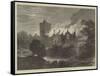 Fire at Greystoke Castle, Cumberland-null-Framed Stretched Canvas