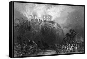 Fire at Nottingham Castle - Burnt by Rioters-R Sands-Framed Stretched Canvas