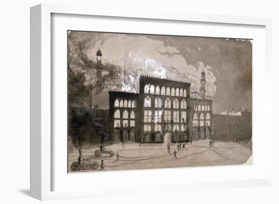 Fire at the Alhambra Theatre, Leicester Square, London, 1882-William Dickes-Framed Giclee Print