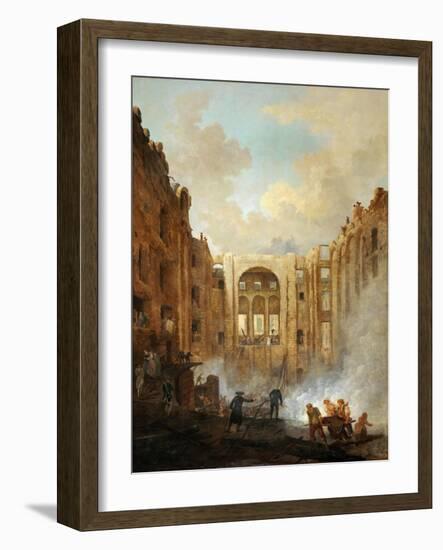 Fire at the Opera House of the Palais-Royal in 1781-Hubert Robert-Framed Giclee Print