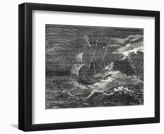 Fire at the Tip of the Mast of Christopher Columbus' Ship-null-Framed Giclee Print