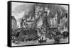 Fire at Toppings Wharf, London Bridge, 1843, c1843, (1912)-null-Framed Stretched Canvas