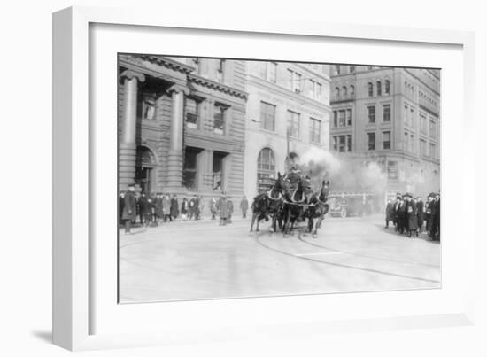 Fire Department's Horse Drawn Engine NYC Photo - New York, NY-Lantern Press-Framed Art Print