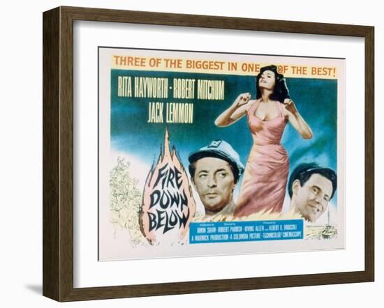 Fire Down Below, Robert Mitchum, Rita Hayworth, Jack Lemmon, 1957-null-Framed Photo