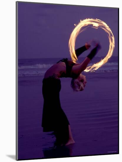 Fire-eater Twirling Fire on the Beach, Samara Beach, Guanacaste, Costa Rica-null-Mounted Photographic Print