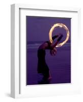 Fire-eater Twirling Fire on the Beach, Samara Beach, Guanacaste, Costa Rica-null-Framed Photographic Print