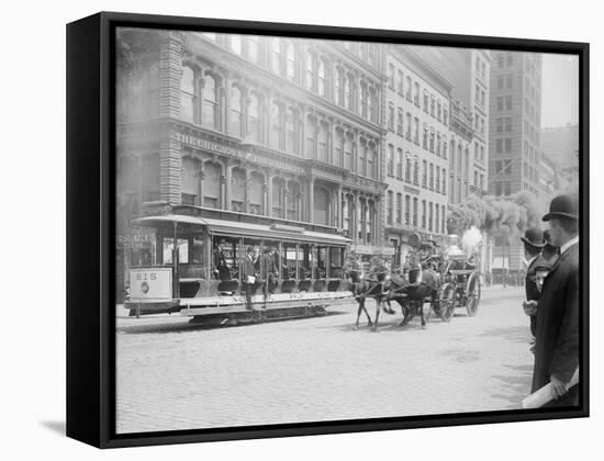 Fire Engine Being Pulled by a Horse-null-Framed Stretched Canvas