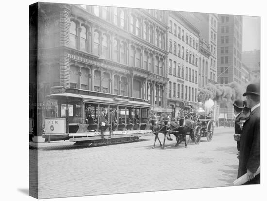 Fire Engine Being Pulled by a Horse-null-Stretched Canvas