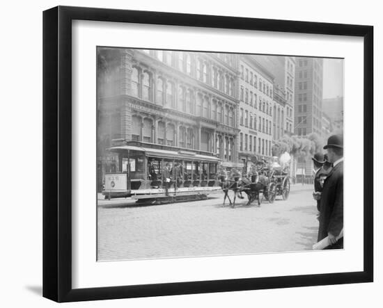 Fire Engine Being Pulled by a Horse-null-Framed Premium Photographic Print