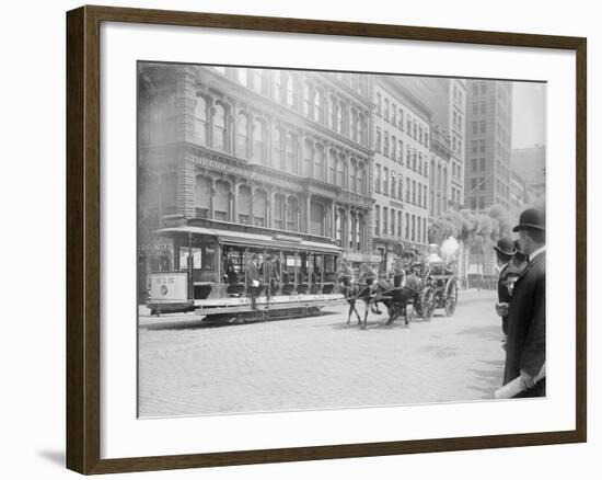 Fire Engine Being Pulled by a Horse-null-Framed Photographic Print