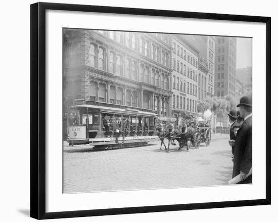 Fire Engine Being Pulled by a Horse-null-Framed Photographic Print