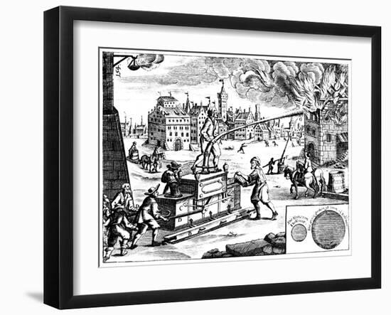 Fire Engine, from Georg Andreas Bockler's Theatrum Machinarum Novum, 1673-Georg Andreas Bockler-Framed Giclee Print