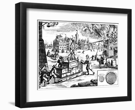 Fire Engine, from Georg Andreas Bockler's Theatrum Machinarum Novum, 1673-Georg Andreas Bockler-Framed Premium Giclee Print