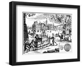 Fire Engine, from Georg Andreas Bockler's Theatrum Machinarum Novum, 1673-Georg Andreas Bockler-Framed Premium Giclee Print