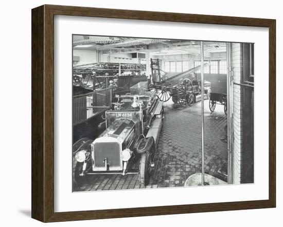 Fire Engines and Equipment at Cannon Street Fire Station, City of London, 1913-null-Framed Premium Photographic Print