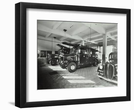 Fire Engines at Battersea Fire Station, Este Road, Battersea, London, 1938-null-Framed Photographic Print