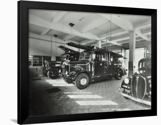 Fire Engines at Battersea Fire Station, Este Road, Battersea, London, 1938-null-Framed Photographic Print