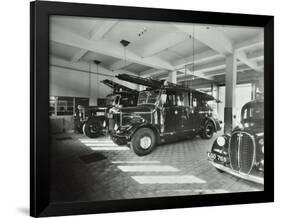 Fire Engines at Battersea Fire Station, Este Road, Battersea, London, 1938-null-Framed Photographic Print