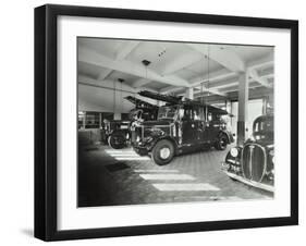 Fire Engines at Battersea Fire Station, Este Road, Battersea, London, 1938-null-Framed Premium Photographic Print