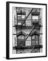 Fire Escape, Stairway on Manhattan Building, New York, United States, Black and White Photography-Philippe Hugonnard-Framed Photographic Print