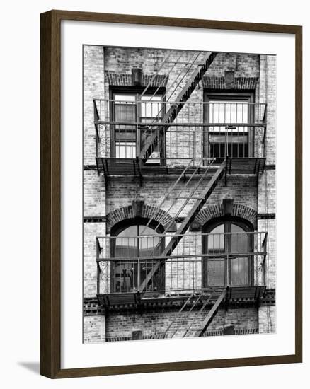 Fire Escape, Stairway on Manhattan Building, New York, United States, Black and White Photography-Philippe Hugonnard-Framed Photographic Print