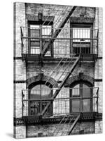 Fire Escape, Stairway on Manhattan Building, New York, United States, Black and White Photography-Philippe Hugonnard-Stretched Canvas