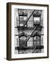 Fire Escape, Stairway on Manhattan Building, New York, United States, Black and White Photography-Philippe Hugonnard-Framed Photographic Print