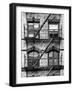 Fire Escape, Stairway on Manhattan Building, New York, United States, Black and White Photography-Philippe Hugonnard-Framed Photographic Print