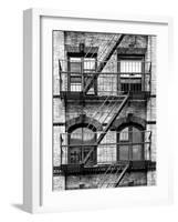 Fire Escape, Stairway on Manhattan Building, New York, United States, Black and White Photography-Philippe Hugonnard-Framed Photographic Print