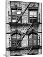 Fire Escape, Stairway on Manhattan Building, New York, United States, Black and White Photography-Philippe Hugonnard-Mounted Photographic Print